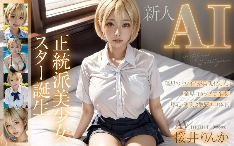 【無碼/去除馬賽克】AIFOCS-002【新人AI】正統派美少女明星誕生 金髮H罩杯 櫻井莉奈